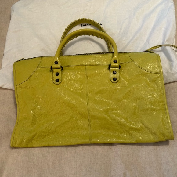 💙Balenciaga Electric Yellow  Juane Poussin “Work” Bag Classic Hardware💙💙💙Tags - Picture 3 of 11